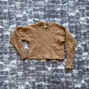 Free people 100% cashmere cropped sweater mock neck womens size medium